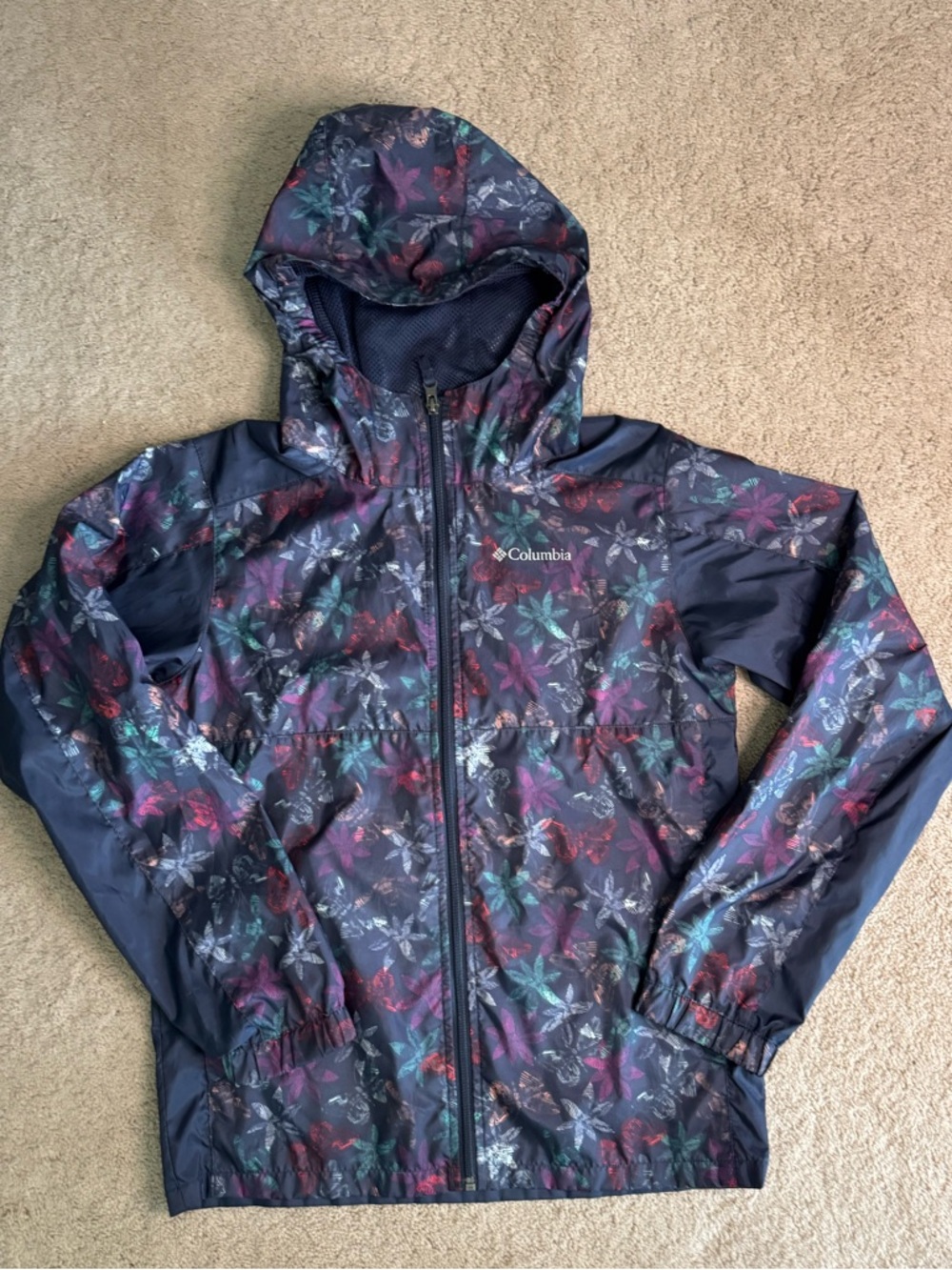 Columbia Girl’s Switchback II Packable Windbreaker Jacket - Navy with Multi
